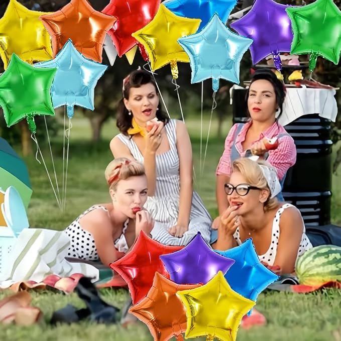 TONIFUL 30 Pcs Star Shaped Balloons 18 Inch Large Rainbow Foil Balloons | - Image 6