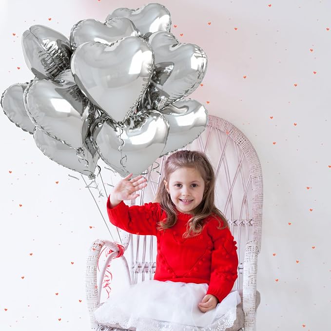 Biapian Silver Heart Balloons, Baby Shower - Image 8