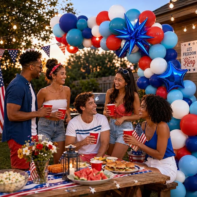 Red White Blue Balloons 4th of July Balloon Star Foil Balloon Navy Royal Dusty - Image 7