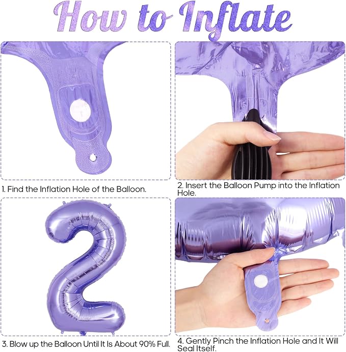Purple Number 2 Balloon 40 Inch, Big Large Foil Helium Number Balloons - Image 7