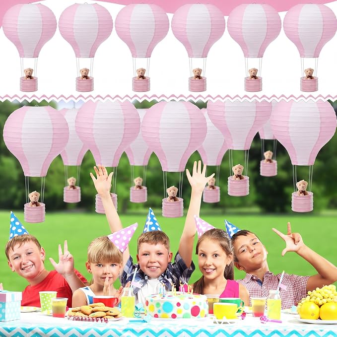 Gemscream 12 Sets Baby Shower Decor Bear Hot Air Balloon Table Centerpieces DIY - Image 7