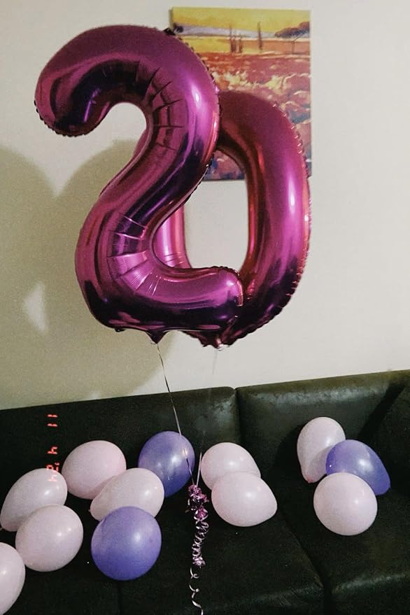 Rosy Purple Number 0 Balloon 40 inch, 0th Birthday Party Balloons Decoration | - Image 6