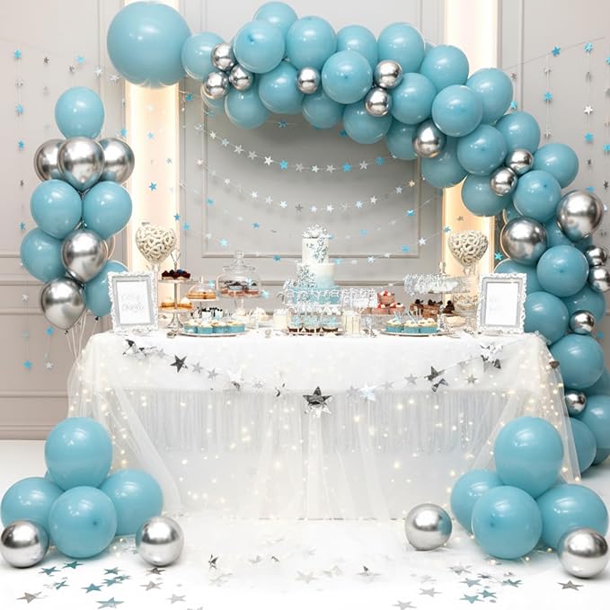 RUBFAC Blue Balloons Different Sizes Dusty Blue Balloons Arch 154pcs | Haze - Image 7