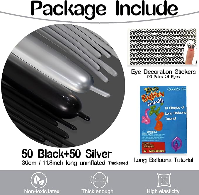 260 Balloons Black Silver - Image 2