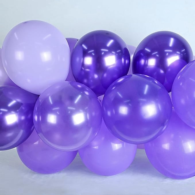 Togvu Purple Balloons, 60 Packs 12 Inch Metallic Chrome Pearl Macaron Light - Image 7