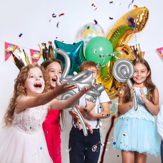 260 Metallic Silver Long Balloons - Image 7