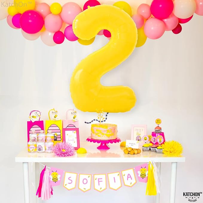 KatchOn Yellow Number 2 Balloon 40 Inch 2nd Birthday Decorations - Image 8