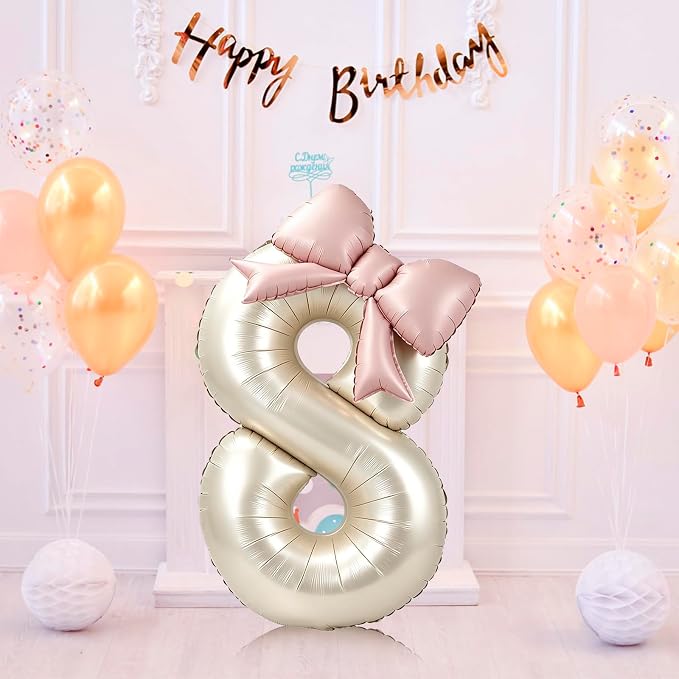 40 Inch Cream Number 8 Balloon - Image 7