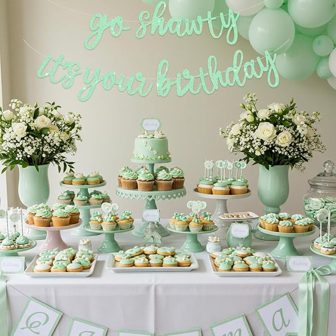 BEISHIDA Light Green Pre-Strung Go Shawty It's Your Birthday Banner Decor | - Image 6