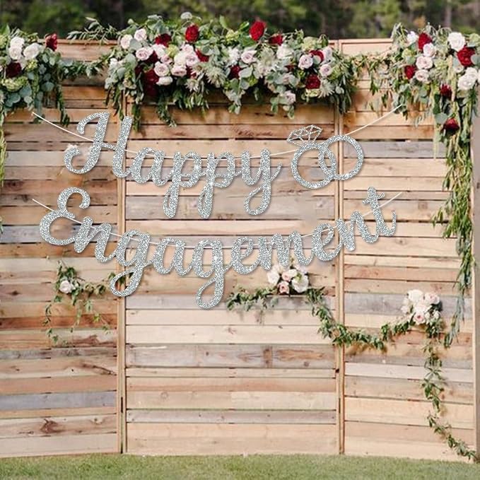 BEISHIDA Glitter Happy Engagement Banner-No DIY, Engagement Party Decorations - Image 6