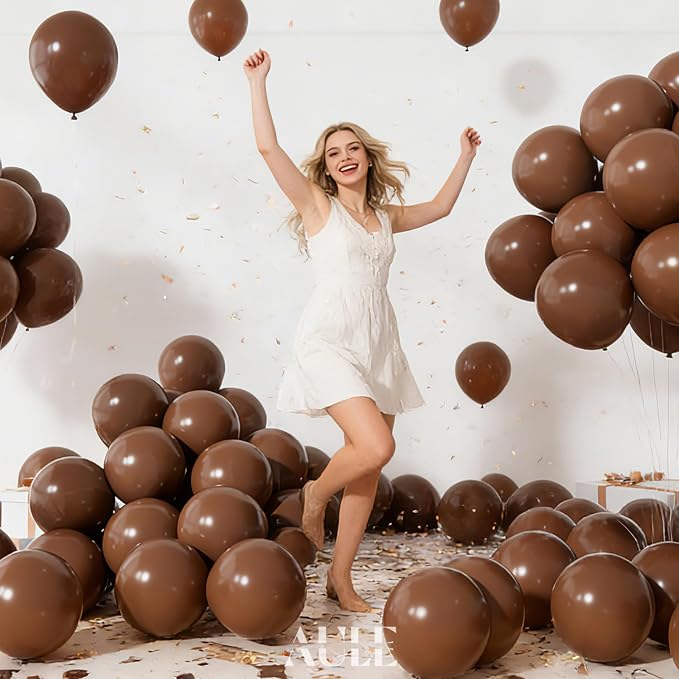 AULE 50Pcs Latex 12 Inch Coffee Brown Balloons | Helium Party Balloons Happy - Image 5