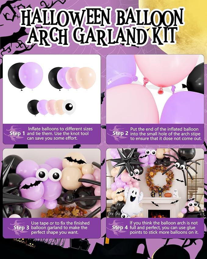 Halloween Balloon Arch Garland Kit, Explosion Star Ghost Foil Balloons - Image 8