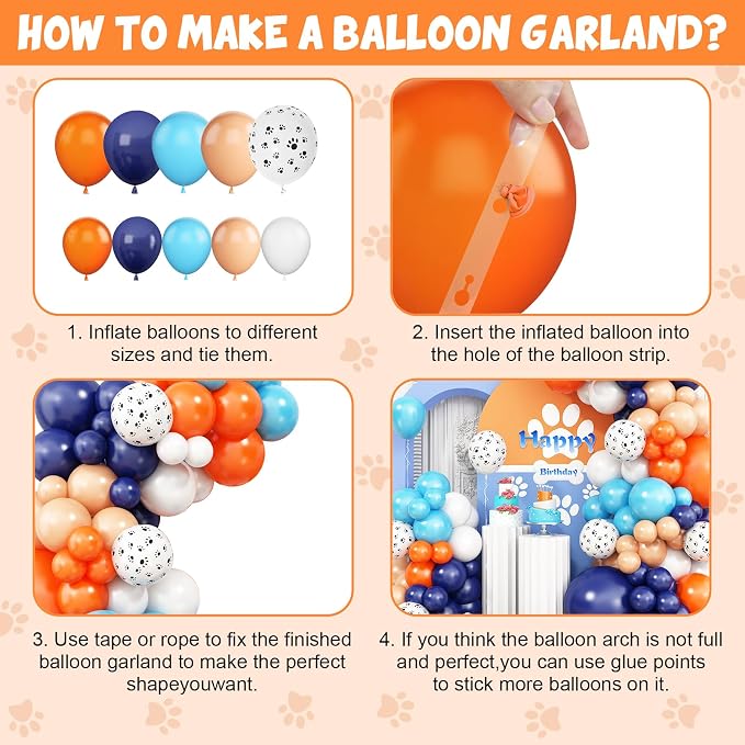 Orange Blue Beige Balloons Garland Kit - Image 7