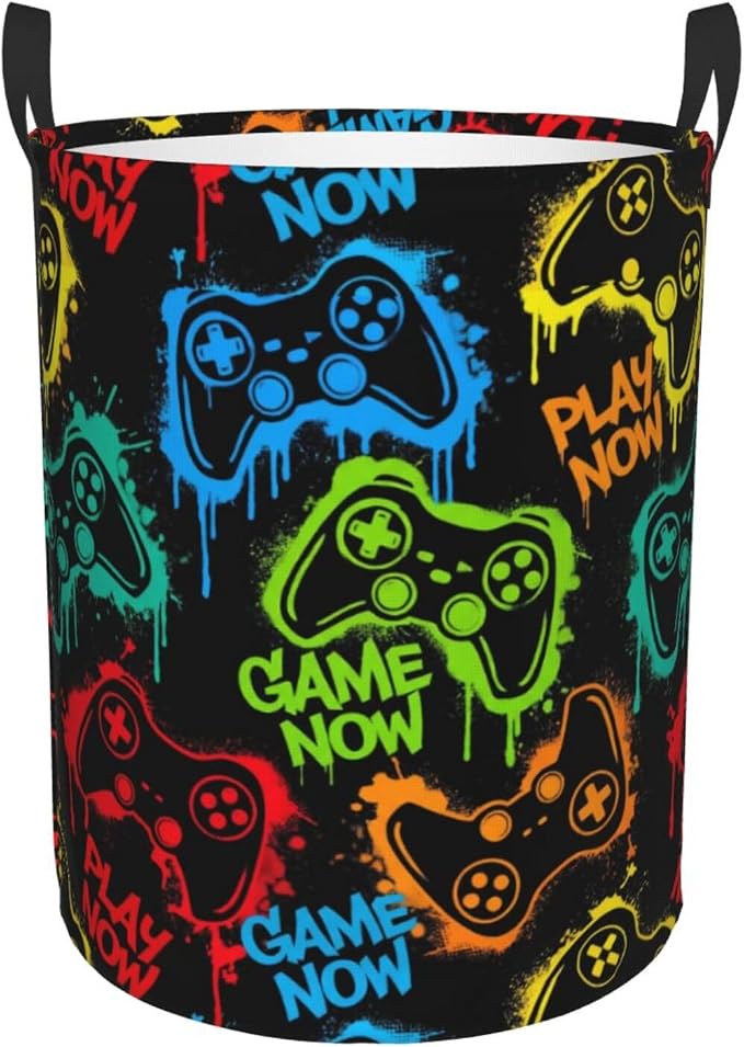 Colorful Silhouettes Game Joystick Laundry Hamper Bag - Image 9