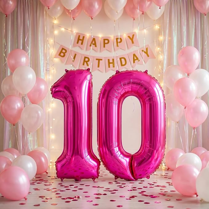 40 Inch Hot Pink Number 1 Balloon, Giant Number Balloons, Birthday Decor | - Image 5