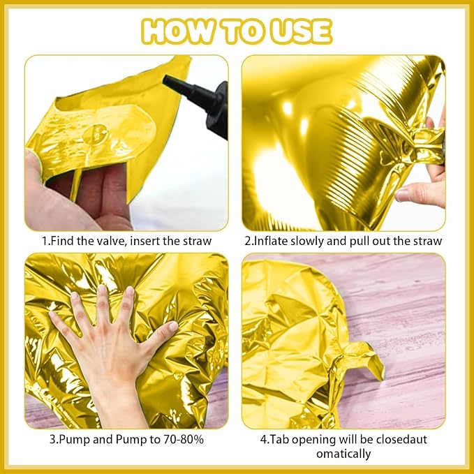 Metallic Gold and Black Double Sided Square Foil Balloons Wall, 19 Inches - Image 7