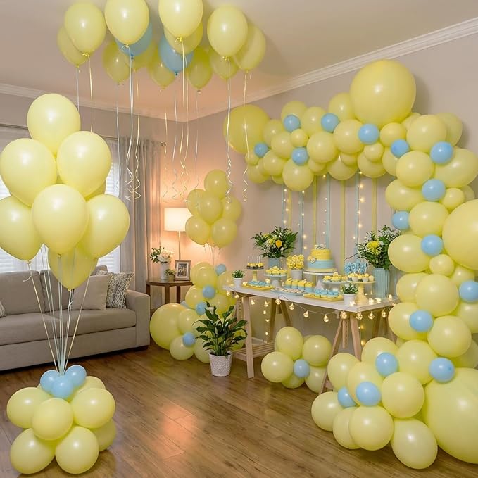 RUBFAC 135pcs Pastel Yellow Balloons, Latex Light Yellow Balloon Different - Image 8