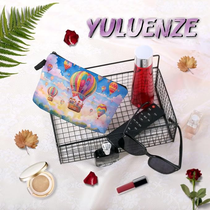 Colorful Hot Air Balloon Print Small Cosmetic Bag | Evil Eye Toiletry Makeup - Image 7