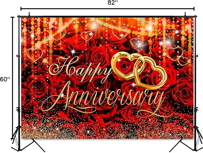 Mocsicka 7x5 ft Happy Anniversary Backdrop Wedding Anniversary Party Decoration - Image 7