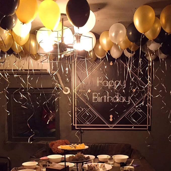 72 Pack Black Gold Confetti Balloons Kit, 12 Inch Black Gold White Balloons and - Image 8
