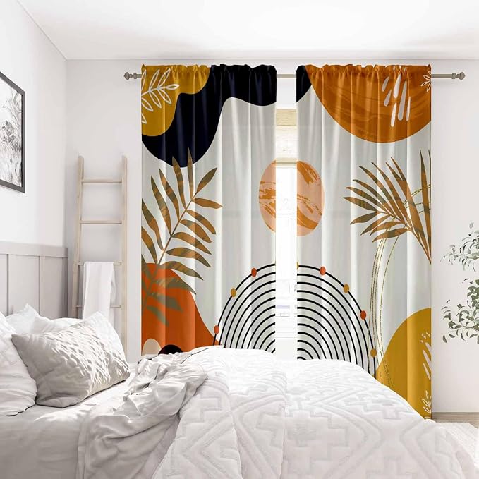 Colorful Boho Curtains Mid Century Modern Semi Sheer Curtains 52X96 Inch - Image 7