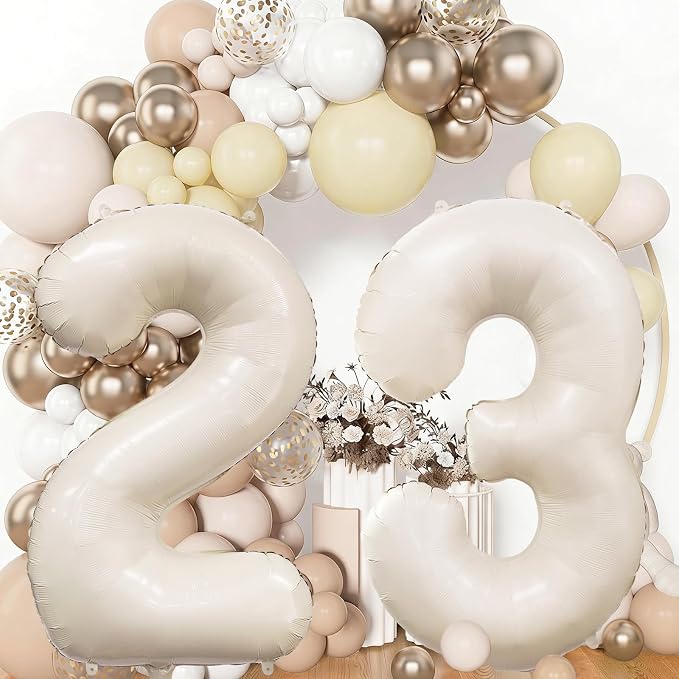 Cream Number 2 Balloon 40 Inch Beige Nude Number 2 Balloon - Image 7