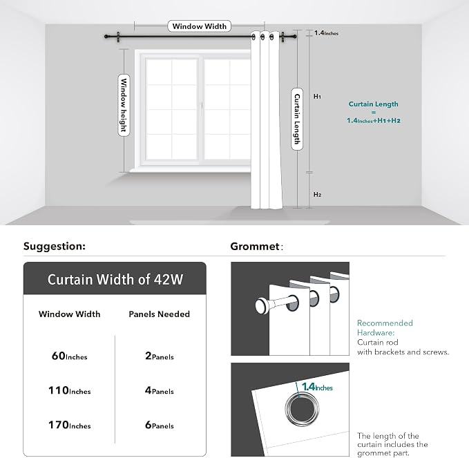 Deconovo 100% Blackout Living Room Curtains 63 Inches Long, Thermal Insulated - Image 9