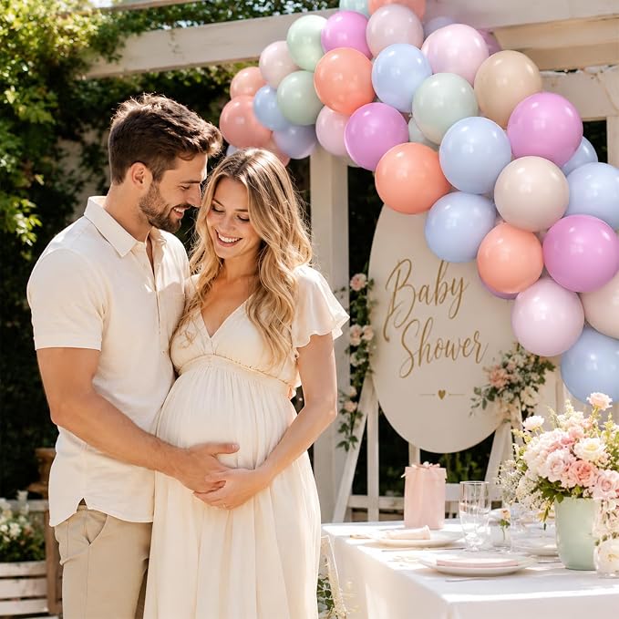 Pastel Retro Balloons, 12 Inch 6 Color Blue Purple Green Pink Beige Latex Party - Image 8