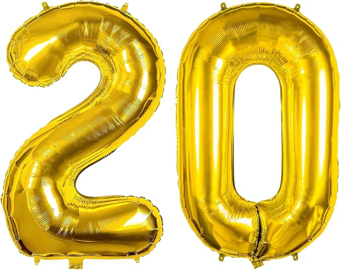 40 Inch Number Balloons 20 Gold Big Giant Jumbo Number Foil Mylar Balloons - Image 3