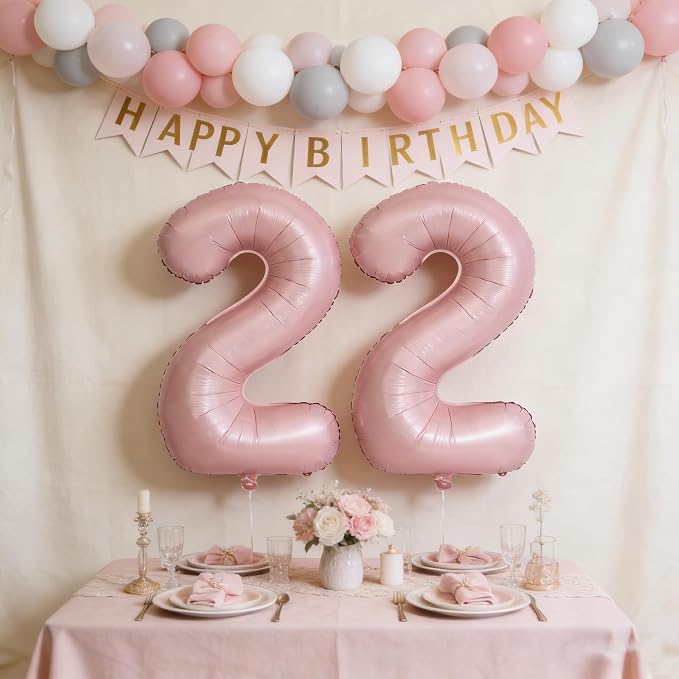 40 In Matte Pink Number Balloons Helium Foil Mylar Balloon Party Digital 22 | - Image 5