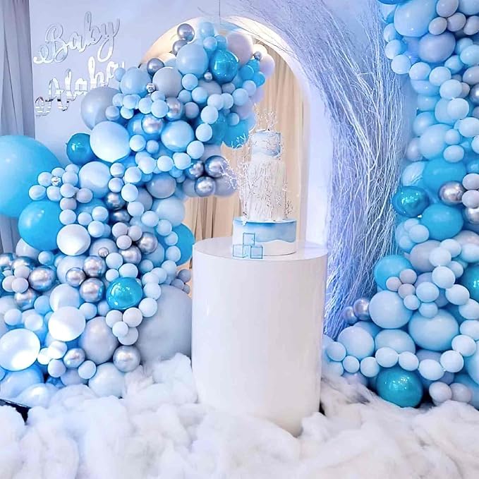 PartyWoo Pearl Light Blue Balloons 140pcs Baby Pastel Blue Color | 18 12 10 5 - Image 7