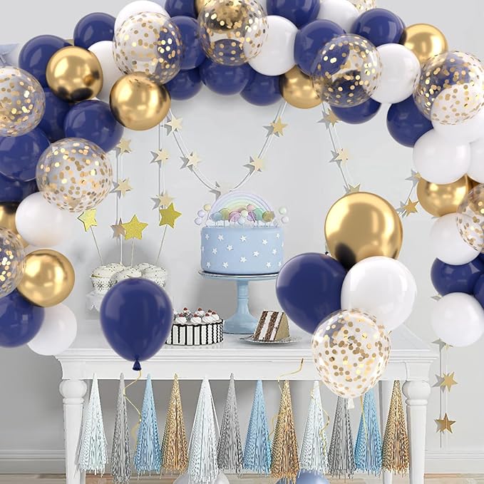 Patimate Navy Blue Gold Balloons Set - Image 8