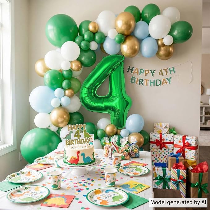 Green Number 4 Balloon 40 Inch, Foil Numeral Radiant Green 4th Milestone | - Image 7