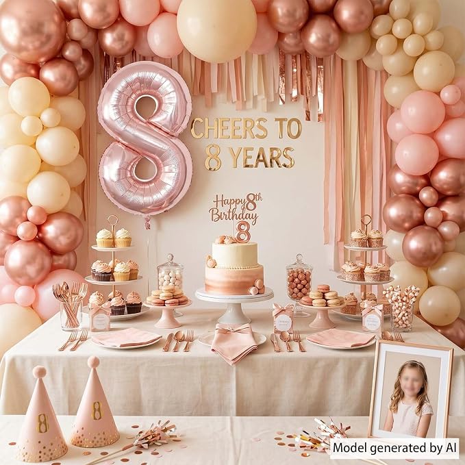 Rose Gold Number 8 Balloon 40 Inch, Blush Foil - Image 7