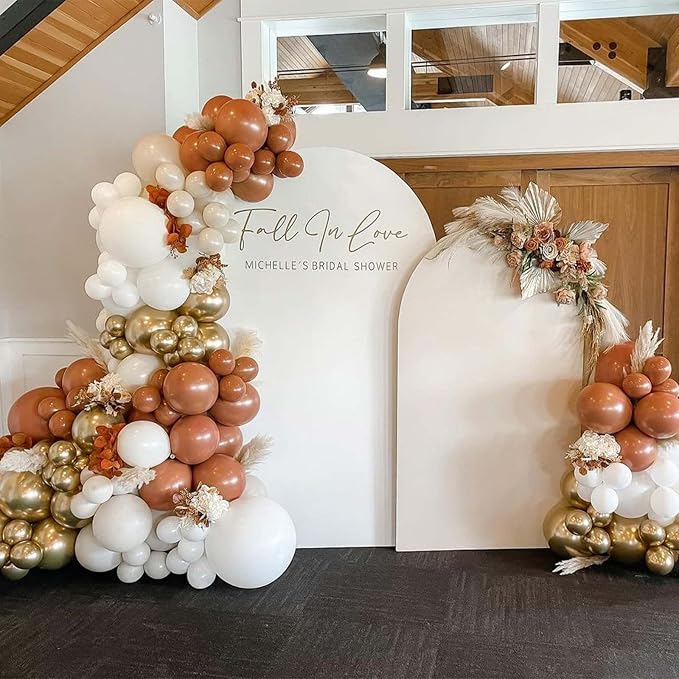 Fall Balloons Orange Gold, Burnt Orange Sand White Beige Blush Party Balloon - Image 7