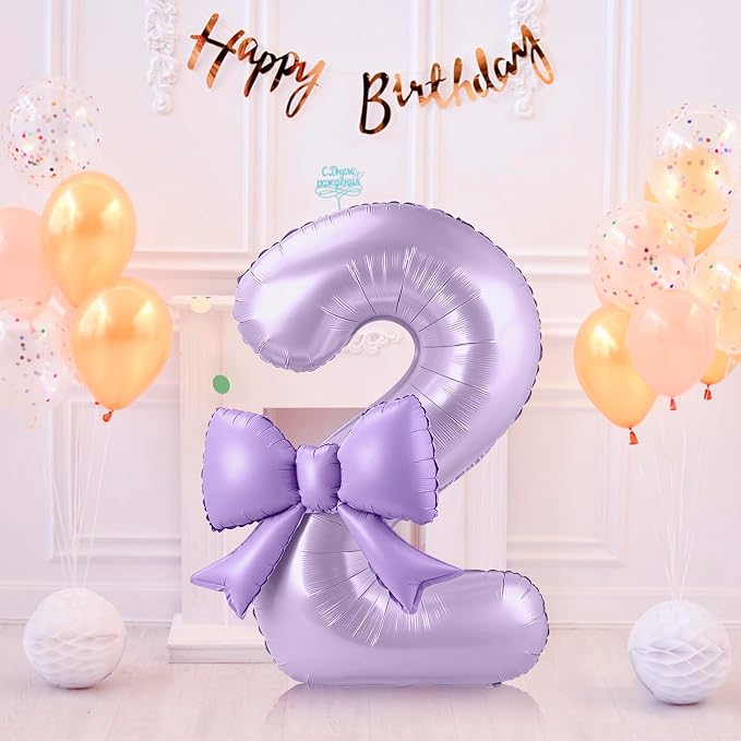 40 Inch Number 2 Balloon with Bow, Coquette Aesthetic Foil Balloon - Image 7
