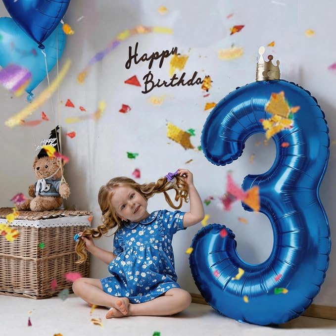 Number Balloons Navy Blue Balloons - Image 6