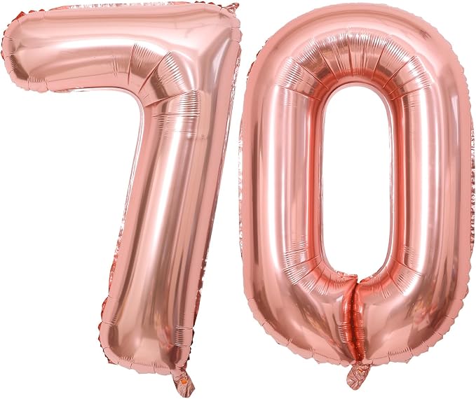 Rose Gold 70 Number Balloons, 40 Inch Big Giant Jumbo 70 Balloon Numbers Rose by BBPOOL