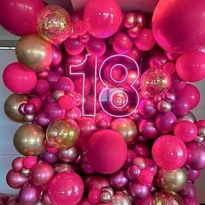 PartyWoo Pearl Hot Pink Balloons 140pcs Magenta Fuchsia Dark Pink Color | - Image 6