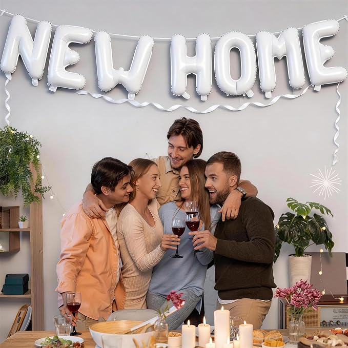 White NEW HOME Letter Balloon for Housewarming Party Decoraction, 16 inch Matte - Image 7