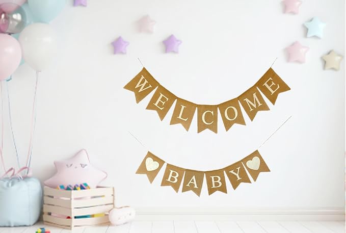 Welcome Baby Burlap Banner for Baby Shower Decorations and Gender Reveal Party - Image 7