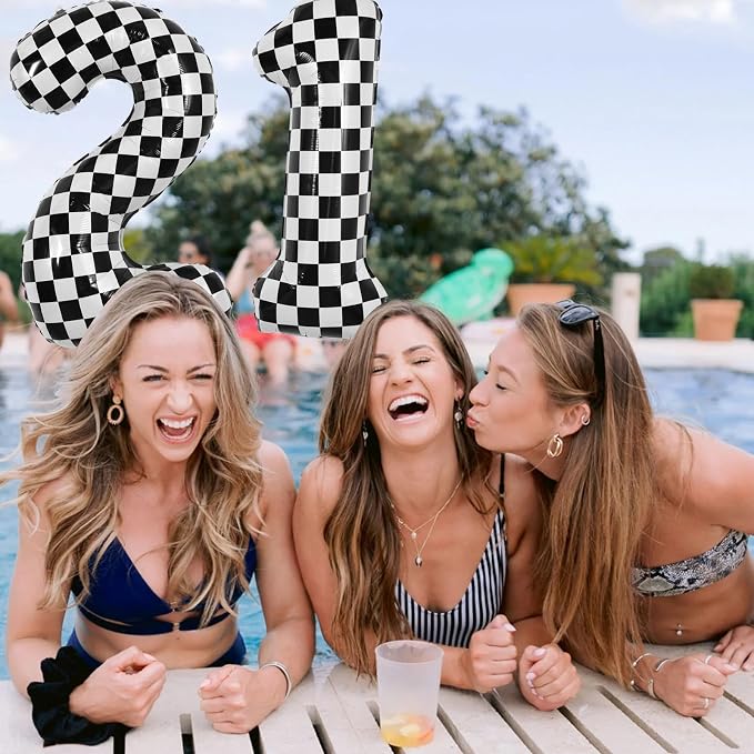 TONIFUL 40 Inch Large Checkered Number 2 Balloon 2nd Birthday Decorations | 2nd - Image 6