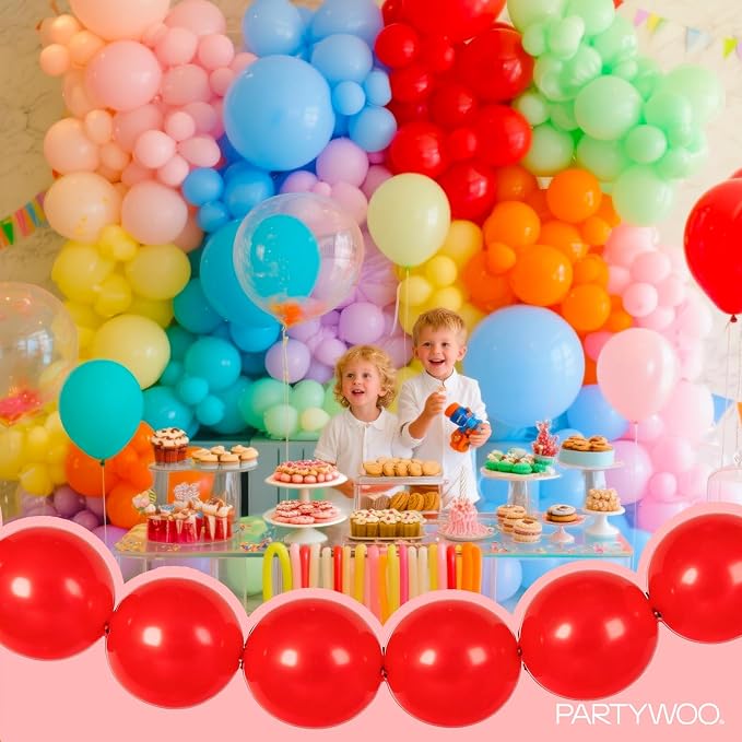 PartyWoo Rainbow Linking Balloons 100pcs 12 Inch Multicolor Link Balloons | - Image 8