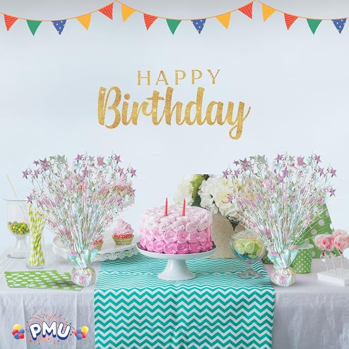 PMU 3 Pack Bursting Star Metallic Foil Spray Centerpiece- Opal Iridescent - Image 6