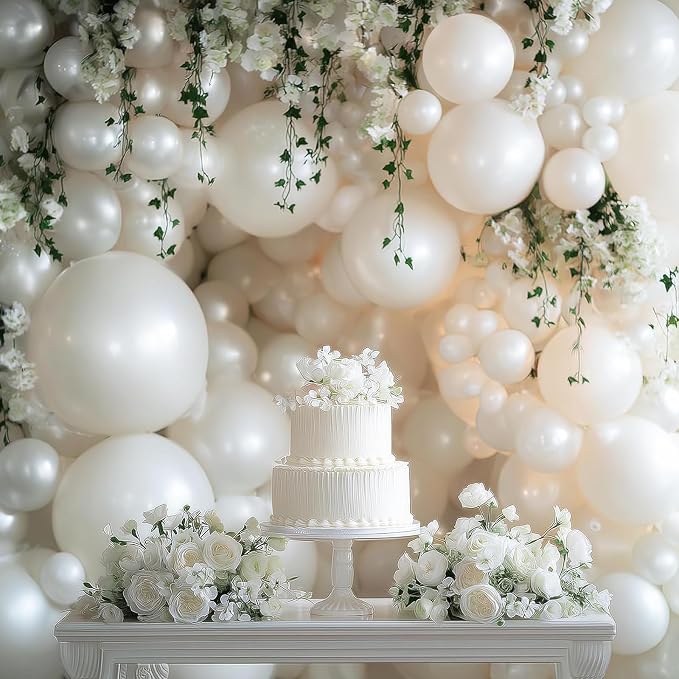 RUBFAC Pearl White Balloons Different Sizes 105pcs 5/10/12/18 Inches - Image 7