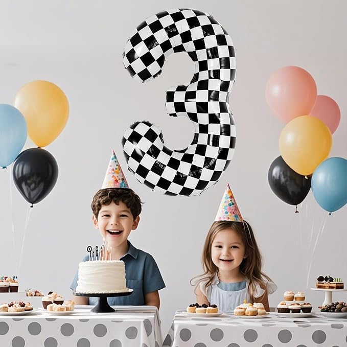 40 Inch Checkered Number Balloon - Image 5