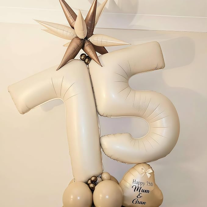 Cream Number 15 Balloons, 40 Inch 15 Balloons Giant Helium Foil Mylar Beige 15 - Image 7