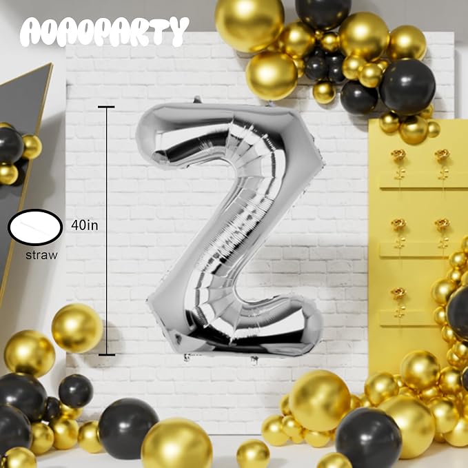 Letter Balloons Silver 40 Inch Z Large Big Foil Mylar Balloon | - Image 5