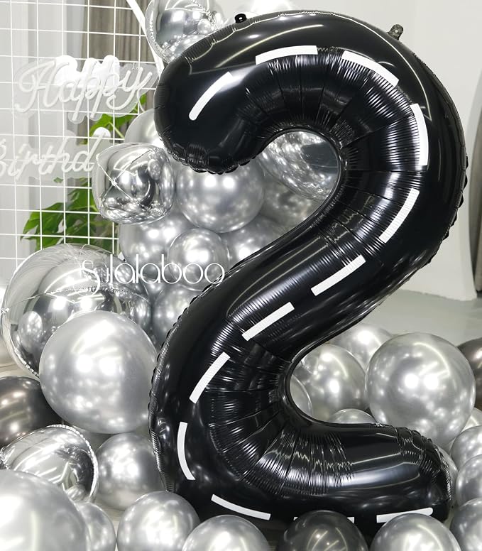 Race Car 40 Inch Black 2 Big Large Helium Balloon Number 0-9 | Track Giant - Image 7
