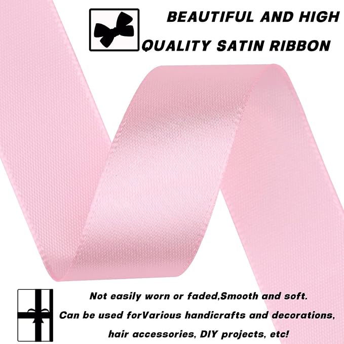 7/8 Inch 30 Yards Light Pink Satin Craft Ribbon-Single Face Polyester Ribbon - Image 3